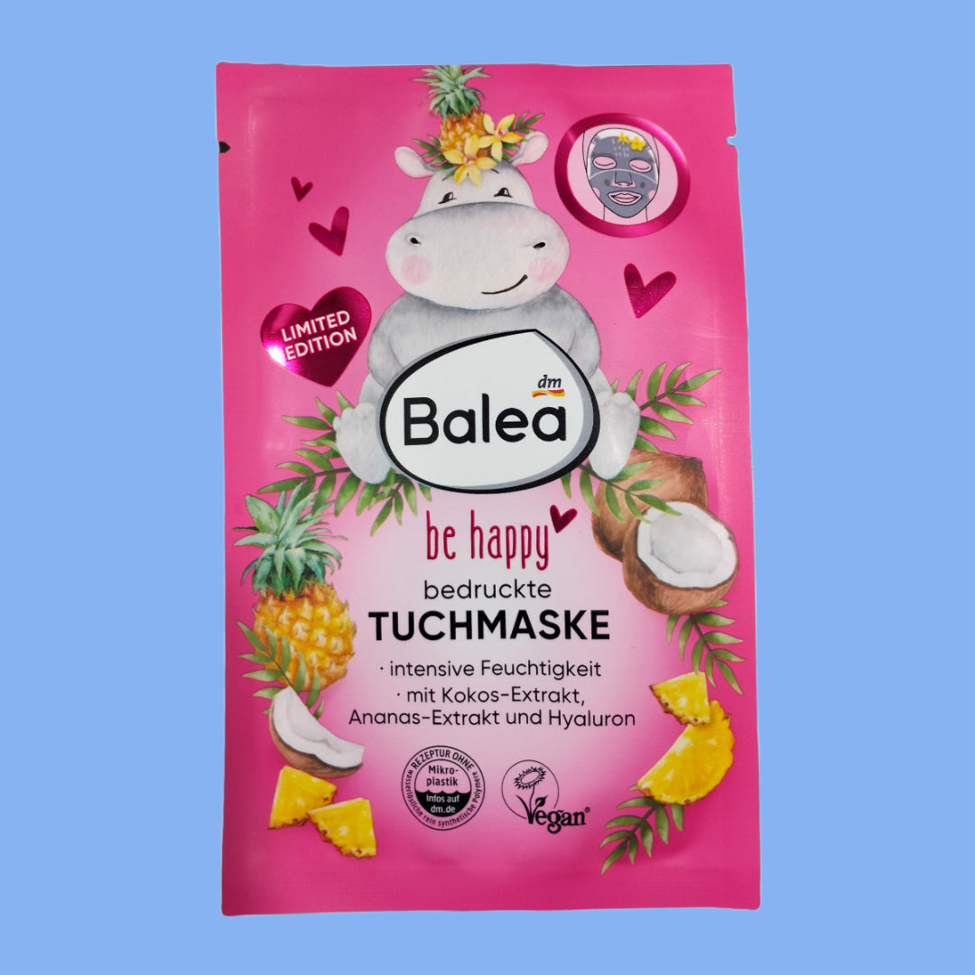 Balea Tuchmaske - Be Happy mit Kokos- und Ananas Extrakt